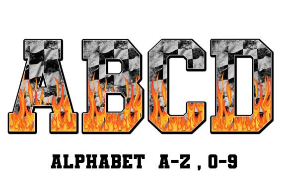 Download Fire Race Track Checkered Alphabet Font - Fire Collection
