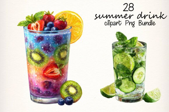 Download Watercolor Summer Drink Clipart Png Bund - Summer drink Collection