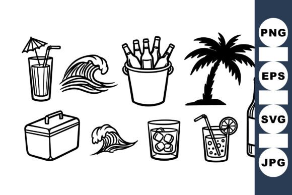 Download Beach Summer Drink Clipart Set - Summer drink Collection