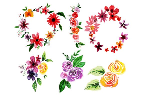 Download Cute Flowers Couple Watercolour Clipart - Premium Bundle
