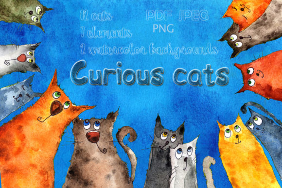 Download Watercolor Illustration Curious Cats - Curious Collection
