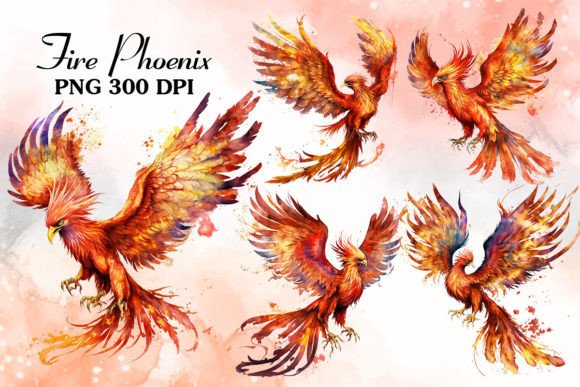 Download Fire Phoenix Watercolor Sublimation - Fire Collection