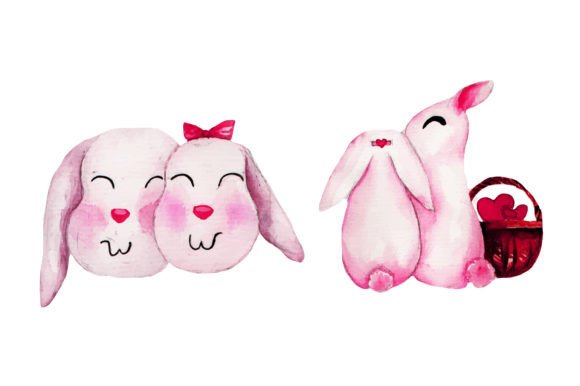 Download Cute Rabbit Couple Watercolour Clipart S - Premium Bundle