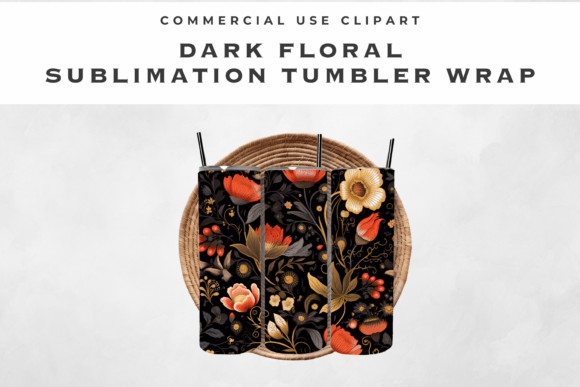 Download Dark Moody Floral Flowers Tumbler Wrap - Moody floral Collection