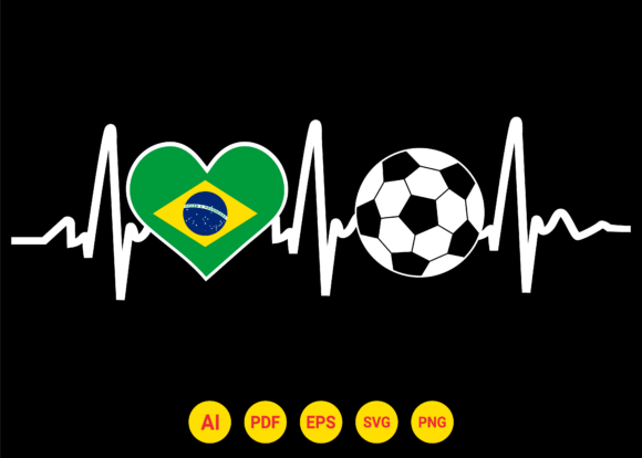 Download Brazil Flag Football Soccer Heartbeat - Premium Resources